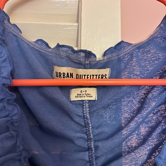 Blue Ruched Mesh Top - Picture 3 of 4